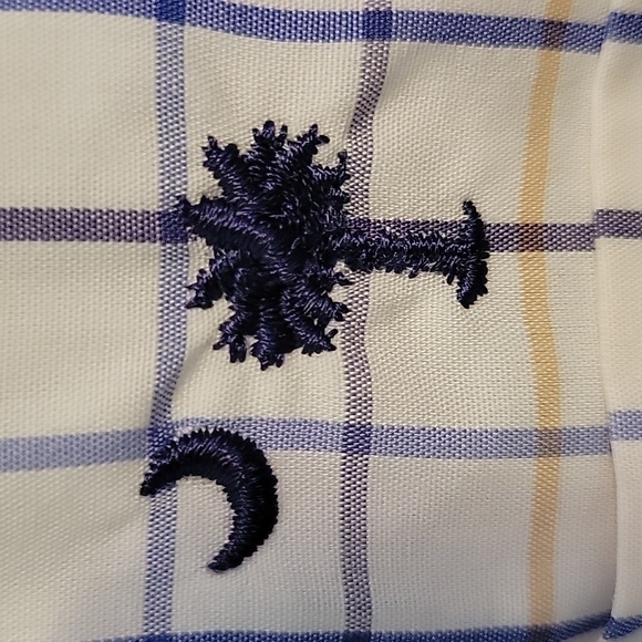 M. Dumas Button Down Dress Shirt (L) Blue/Yellow - Picture 1 of 7